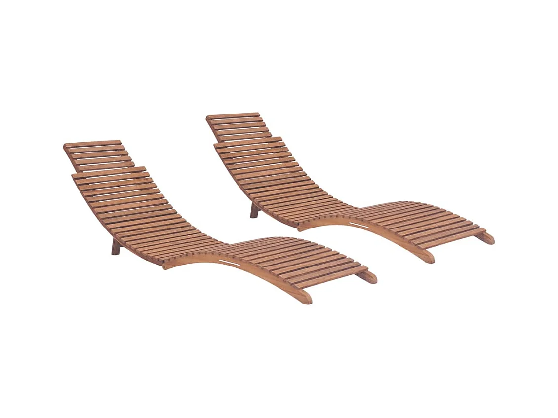 Chaises longues pliables 2 pcs Bois de teck solide