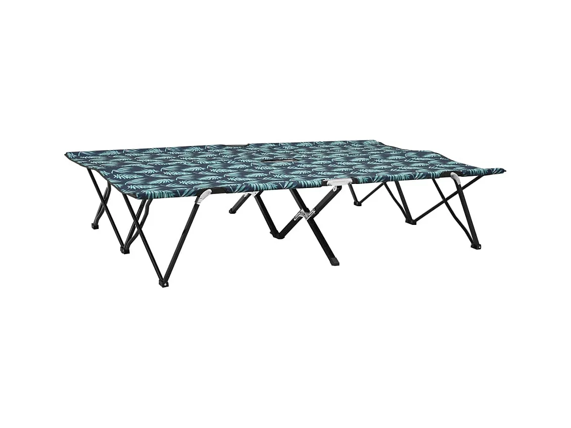 Chaise longue pliable 2 places Motif de feuilles Acier