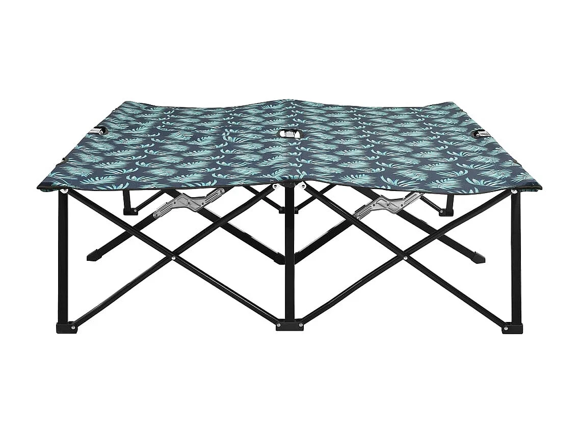 Chaise longue pliable 2 places Motif de feuilles Acier