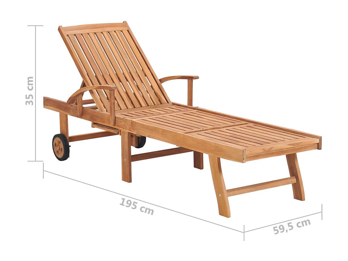 Chaise longue Bois de teck solide 3