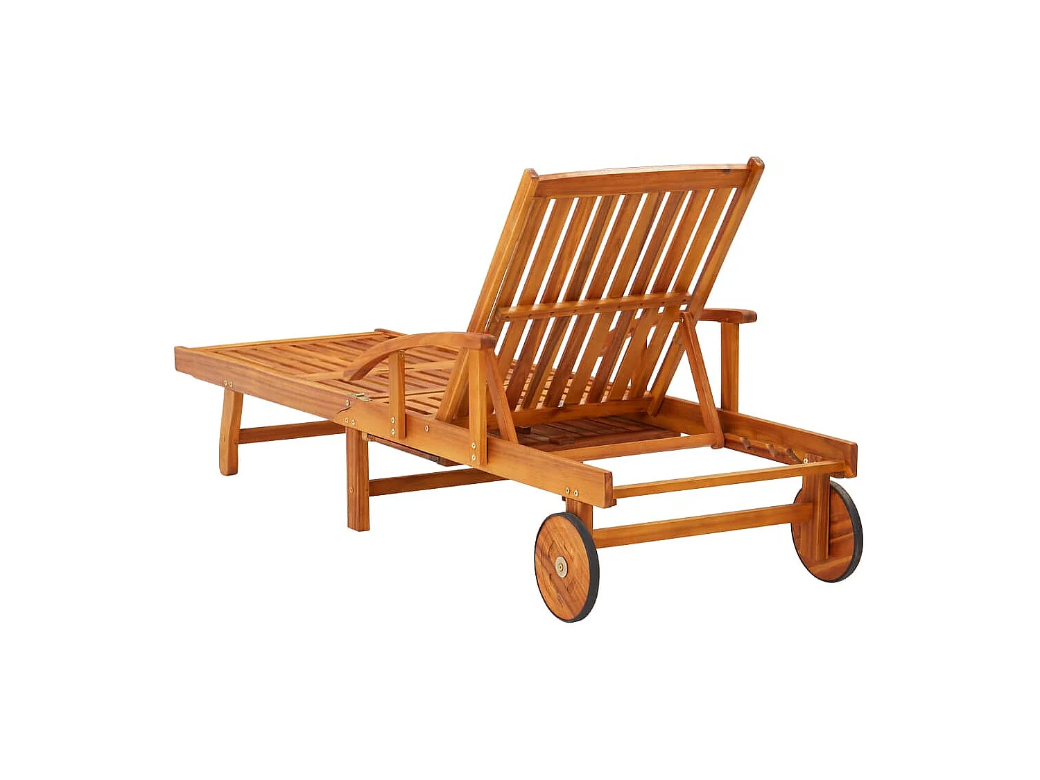 Chaises longues 2 pcs avec table et coussins Acacia solide 9