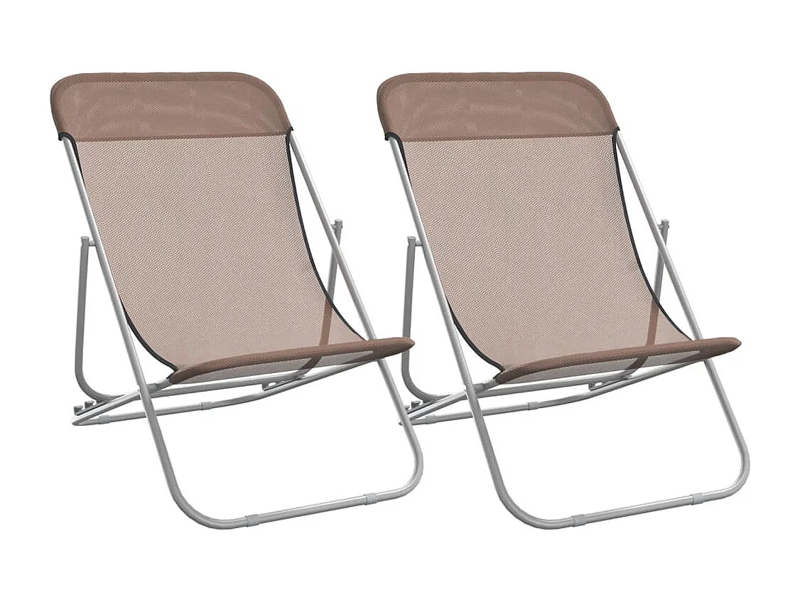 Chaises de plage pliantes 2pcs textilène acier enduit de poudre