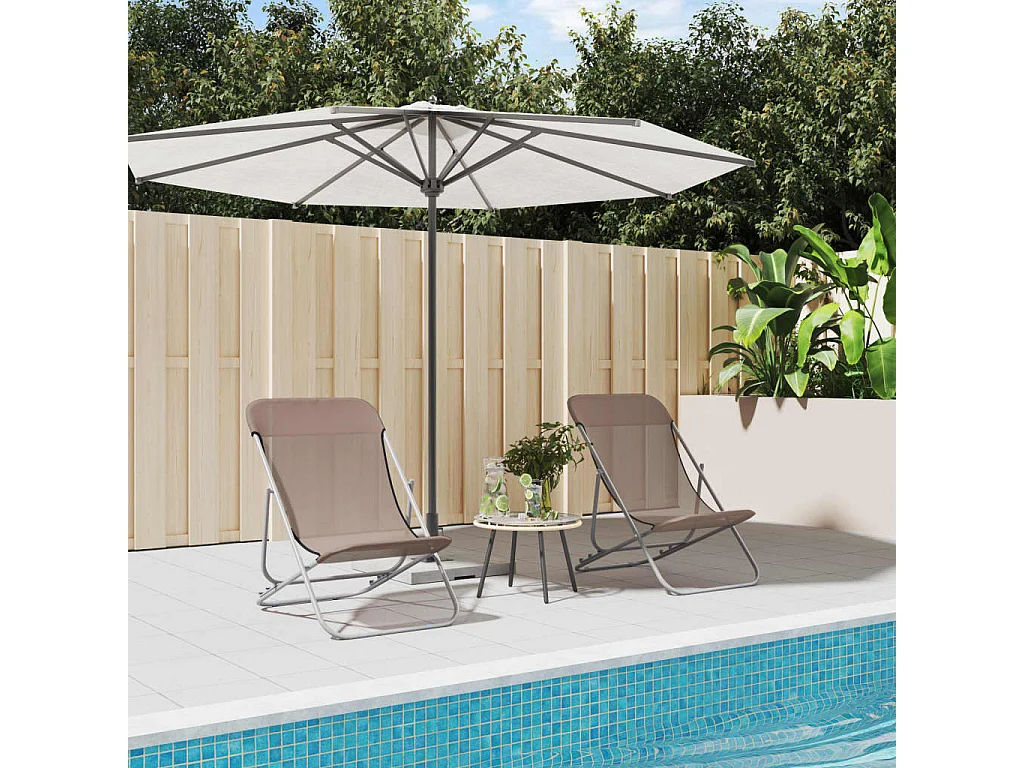 Chaises de plage pliantes 2pcs textilène acier enduit de poudre