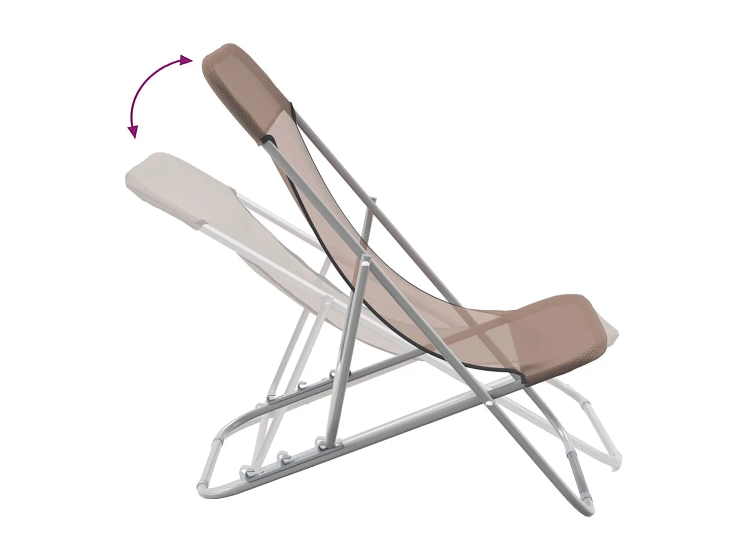 Chaises de plage pliantes 2pcs textilène acier enduit de poudre