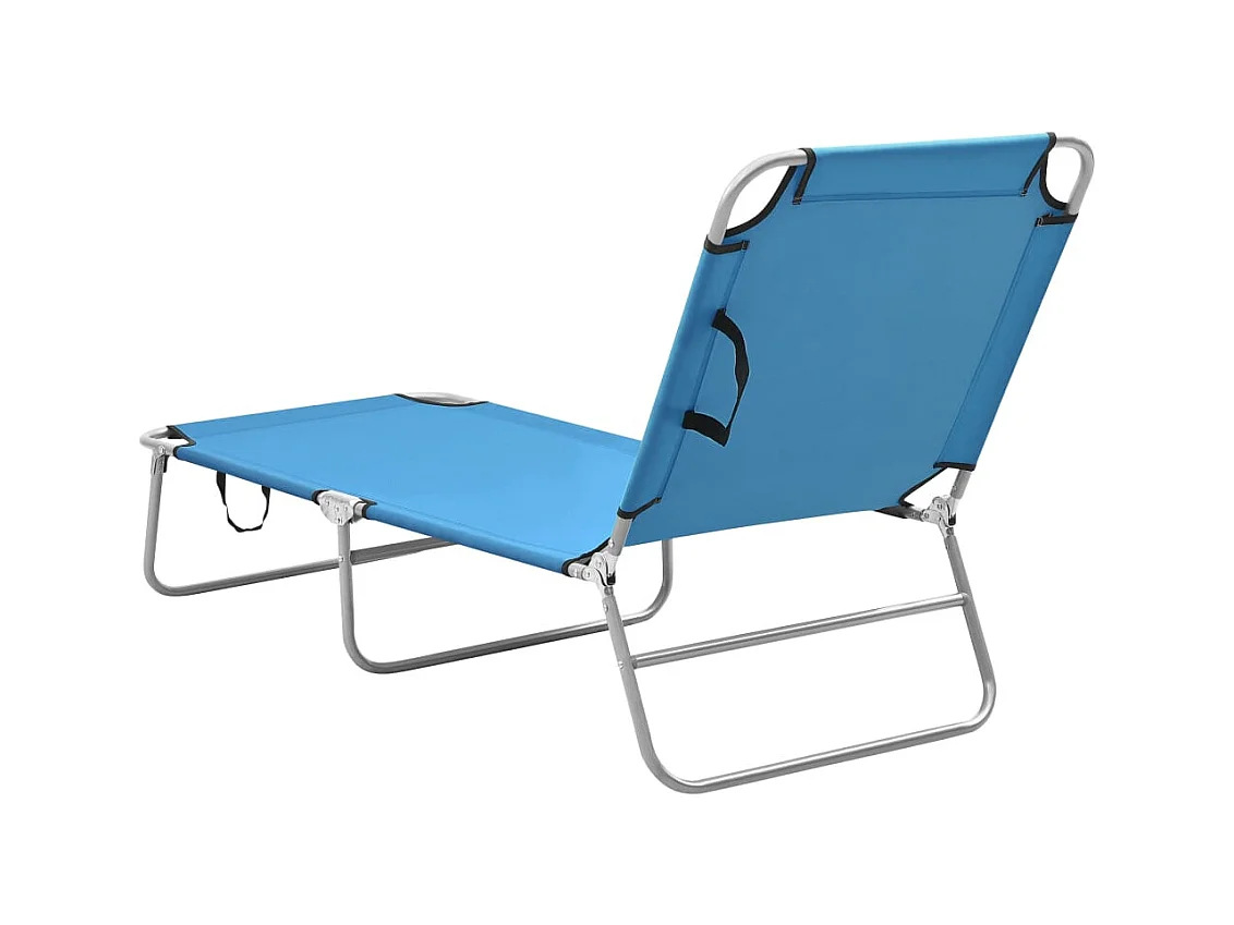 Chaise longue pliable Acier et tissu Bleu turquoise