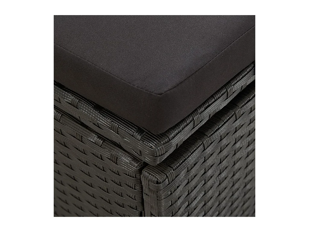 Chaise longue avec coussins Résine tressée Noir