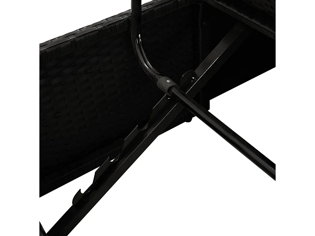 Chaise longue avec coussins Résine tressée Noir