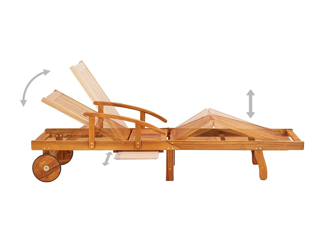 Chaises longues 2 pcs avec coussins Bois d'acacia solide 4