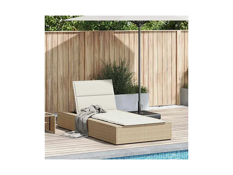 Transat avec coussin flottant beige résine tressée