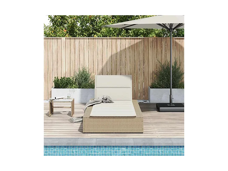 Transat avec coussin flottant beige résine tressée