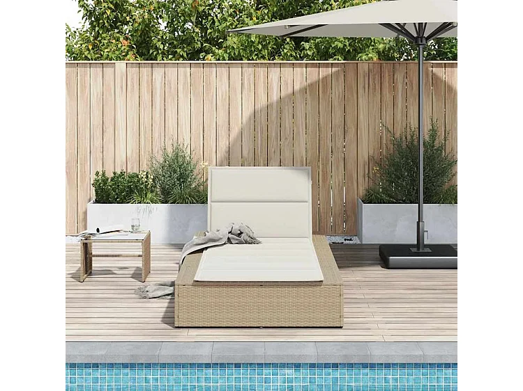 Transat avec coussin flottant beige résine tressée