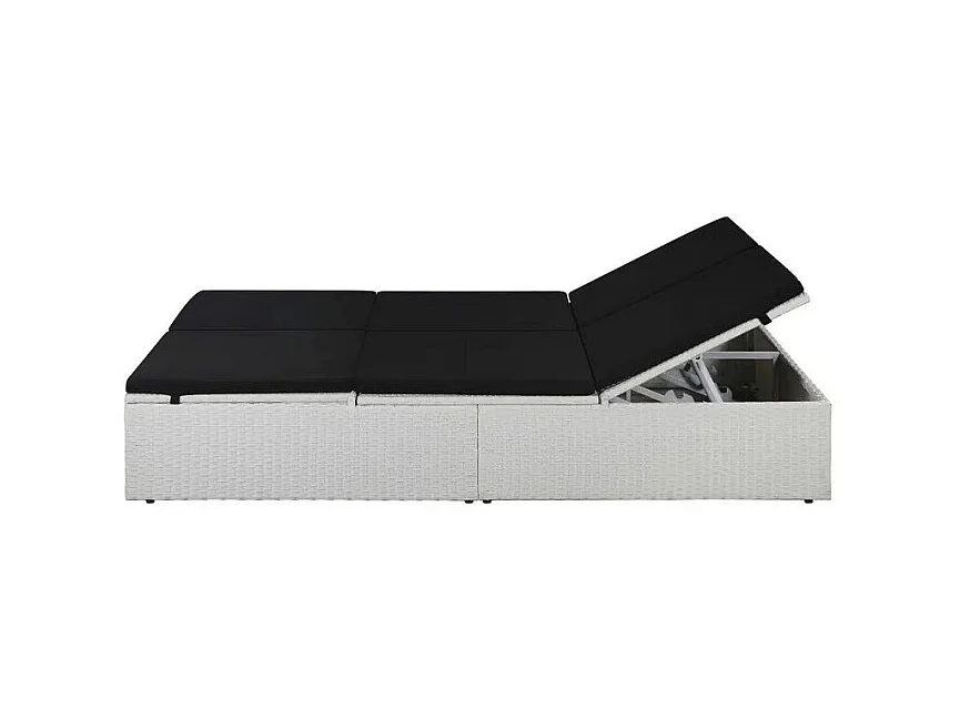 Lit de jardin résine tressée blanche et polyester noir Imia