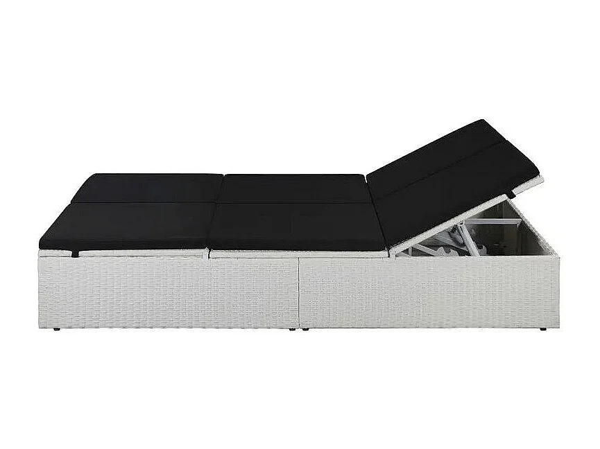 Lit de jardin résine tressée blanche et polyester noir Imia