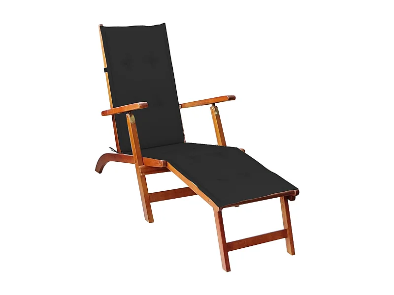 Chaise de terrasse avec repose-pied et coussin Acacia solide 6