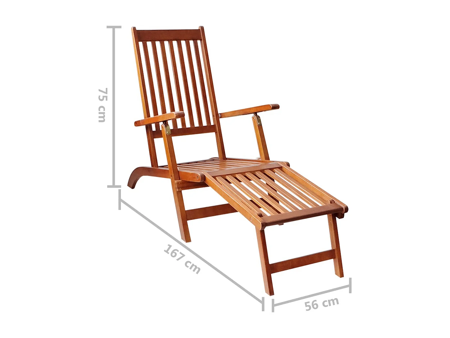 Chaise de terrasse avec repose-pied et coussin Acacia solide 6