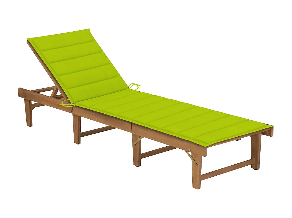 Chaise longue pliable avec coussin Bois d'acacia solide 4