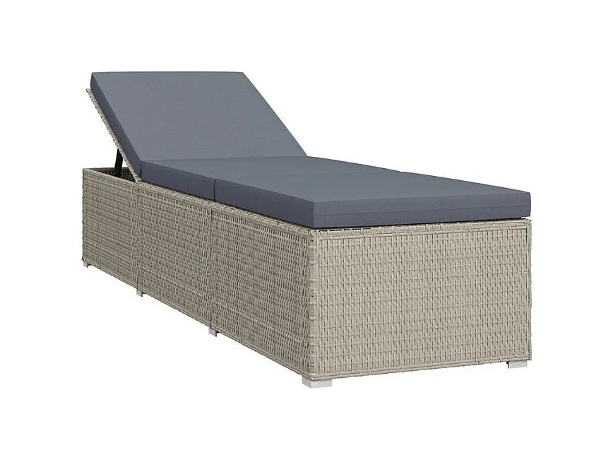 Chaise longue tissu et résine tressée grise Nasher