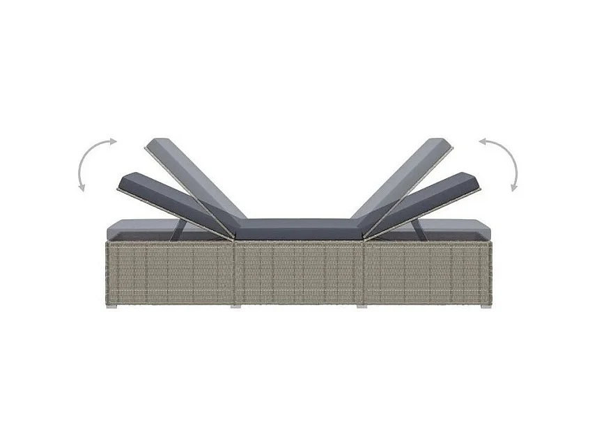 Chaise longue tissu et résine tressée grise Nasher