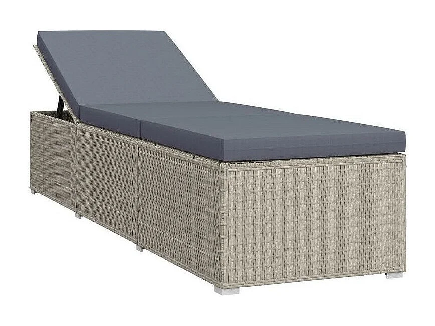 Chaise longue tissu et résine tressée grise Nasher