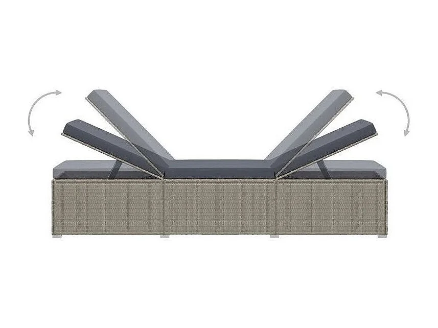 Chaise longue tissu et résine tressée grise Nasher