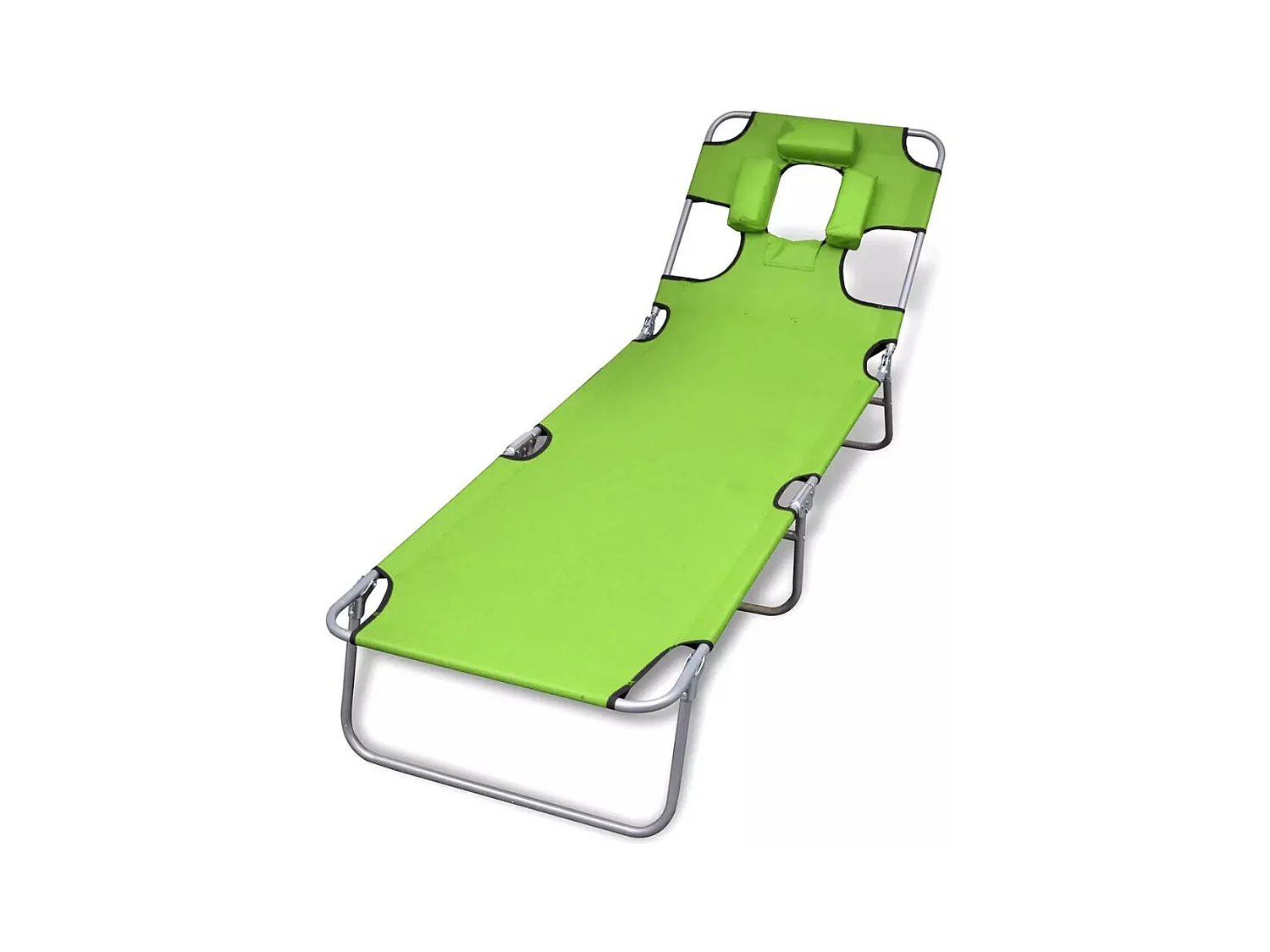 Chaise longue avec coussin de tête Acier enduit de poudre Vert