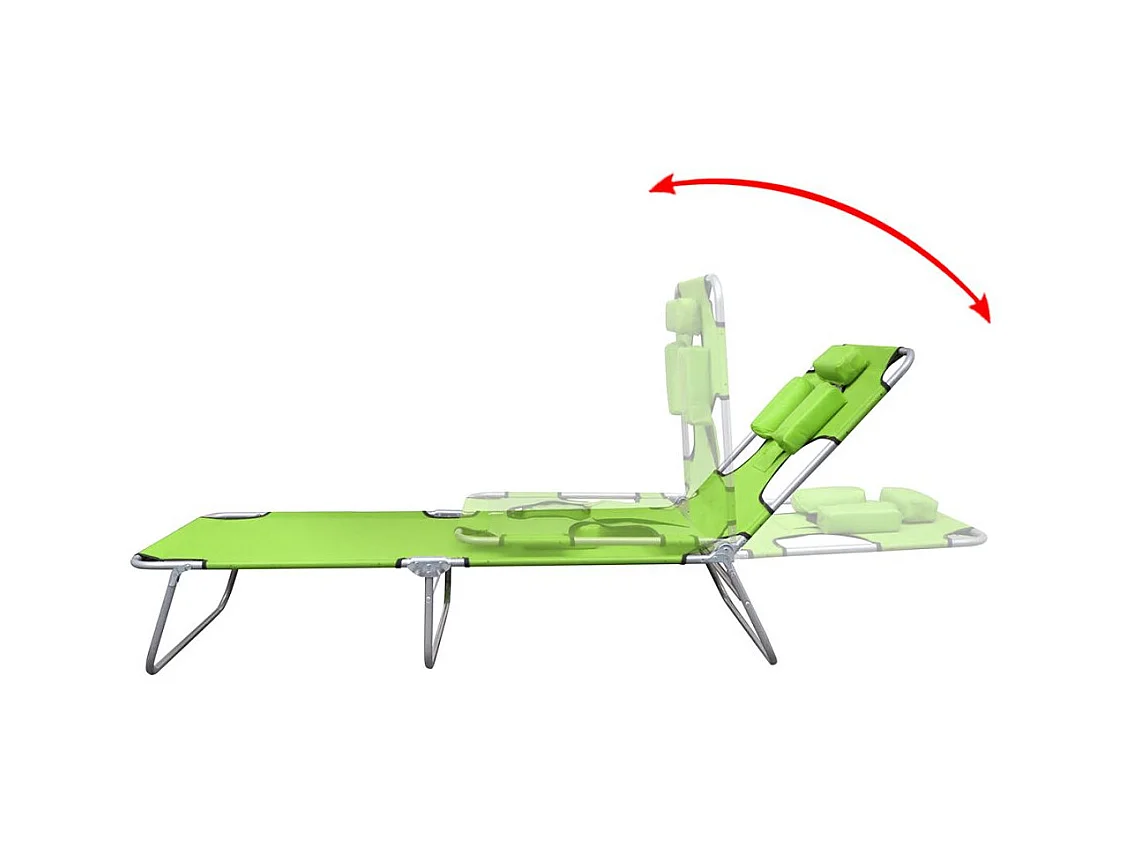 Chaise longue avec coussin de tête Acier enduit de poudre Vert