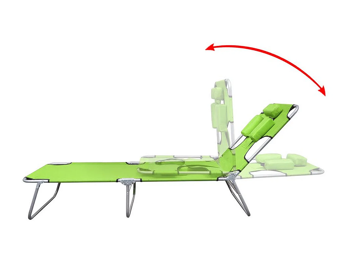 Chaise longue avec coussin de tête Acier enduit de poudre Vert
