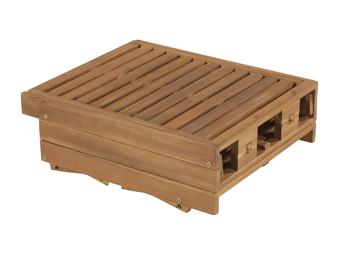 Chaise longue pliable avec coussin Bois d'acacia solide 3