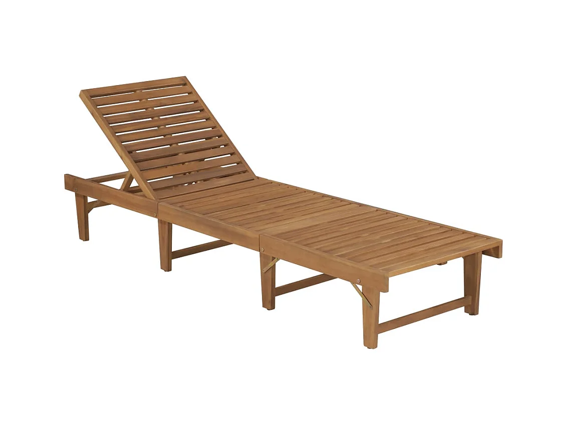 Chaise longue pliable avec coussin Bois d'acacia solide 3