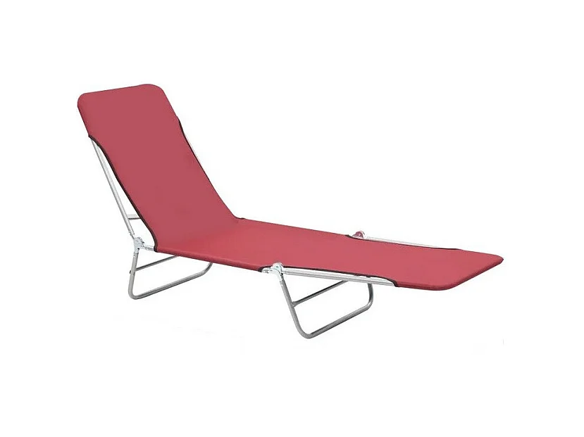 Chaise longue pliable tissu rouge et métal Umpki - Lot de 2