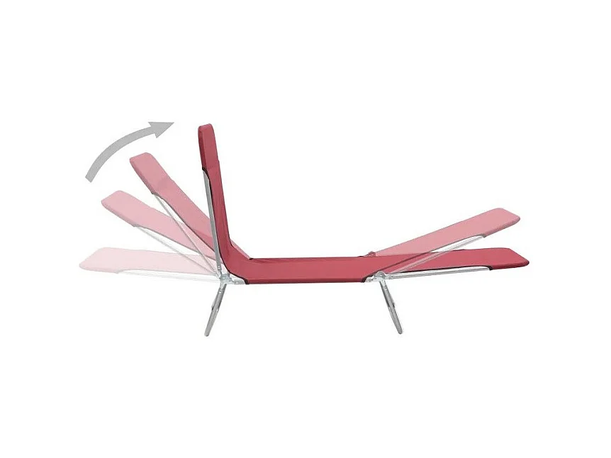 Chaise longue pliable tissu rouge et métal Umpki - Lot de 2