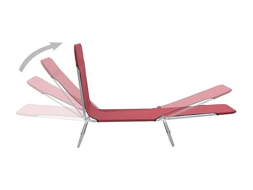 Chaise longue pliable tissu rouge et métal Umpki - Lot de 2
