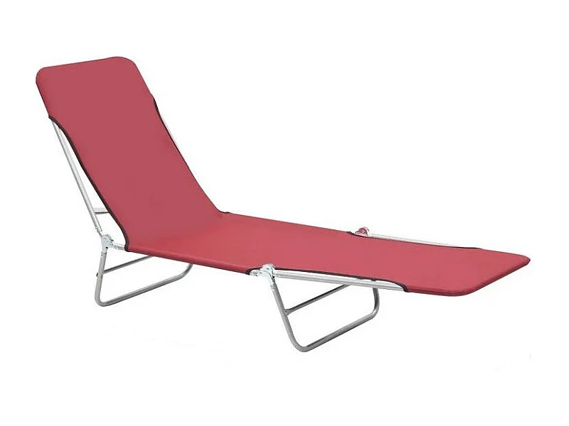 Chaise longue pliable tissu rouge et métal Umpki - Lot de 2