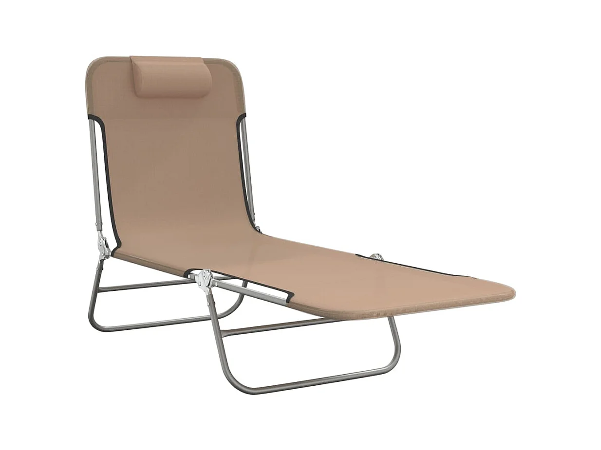 Chaises longues pliables 2 pcs taupe textilène et acier