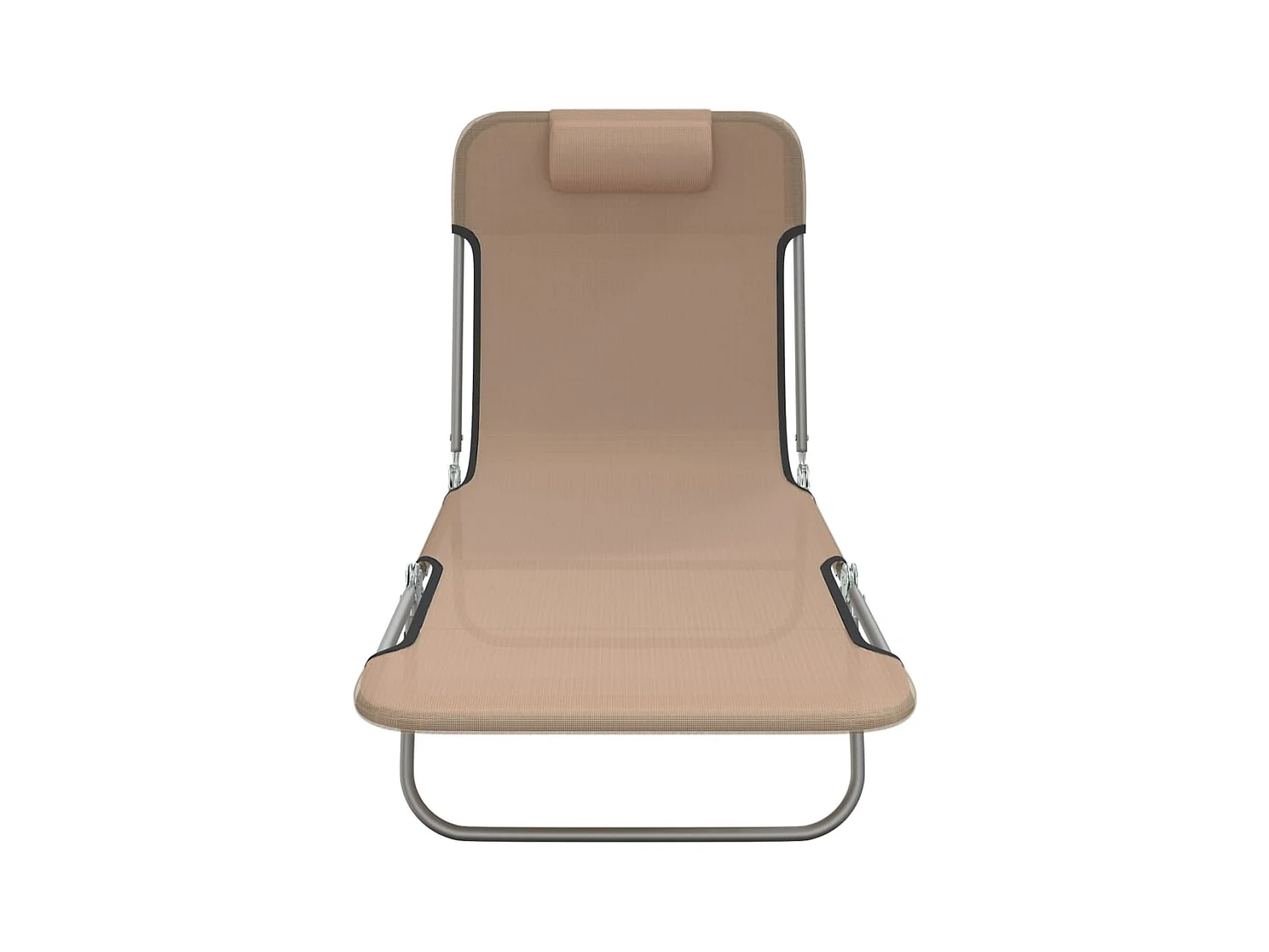 Chaises longues pliables 2 pcs taupe textilène et acier