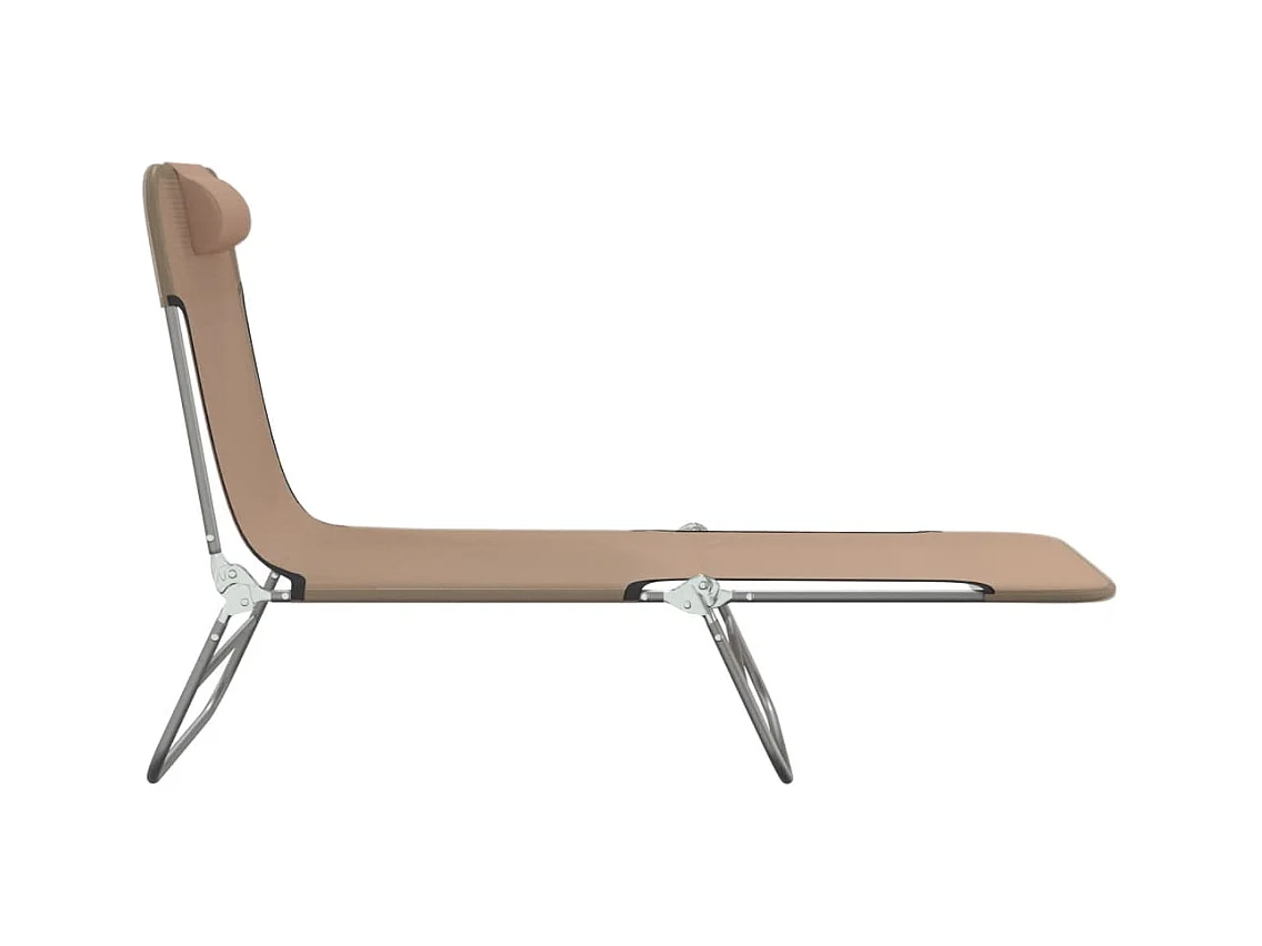 Chaises longues pliables 2 pcs taupe textilène et acier