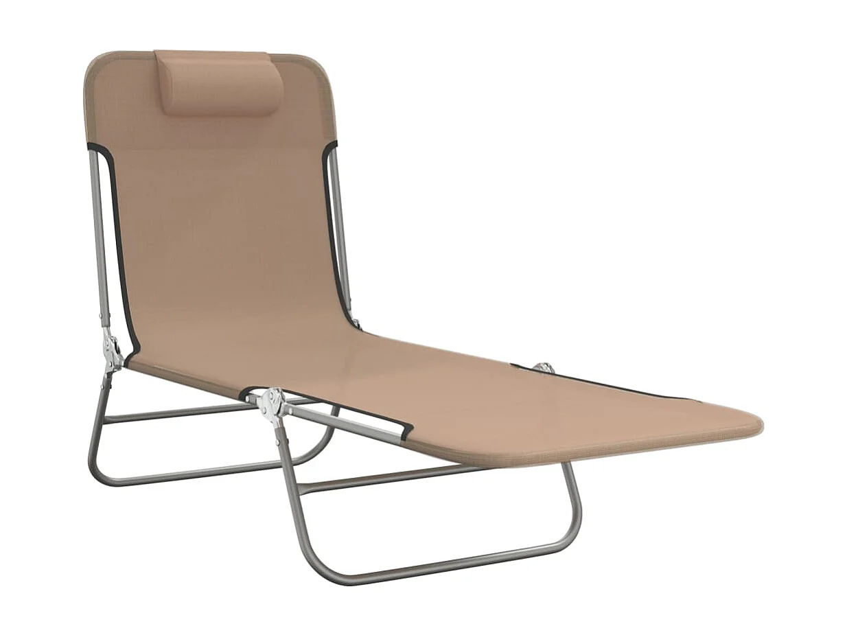 Chaises longues pliables 2 pcs taupe textilène et acier