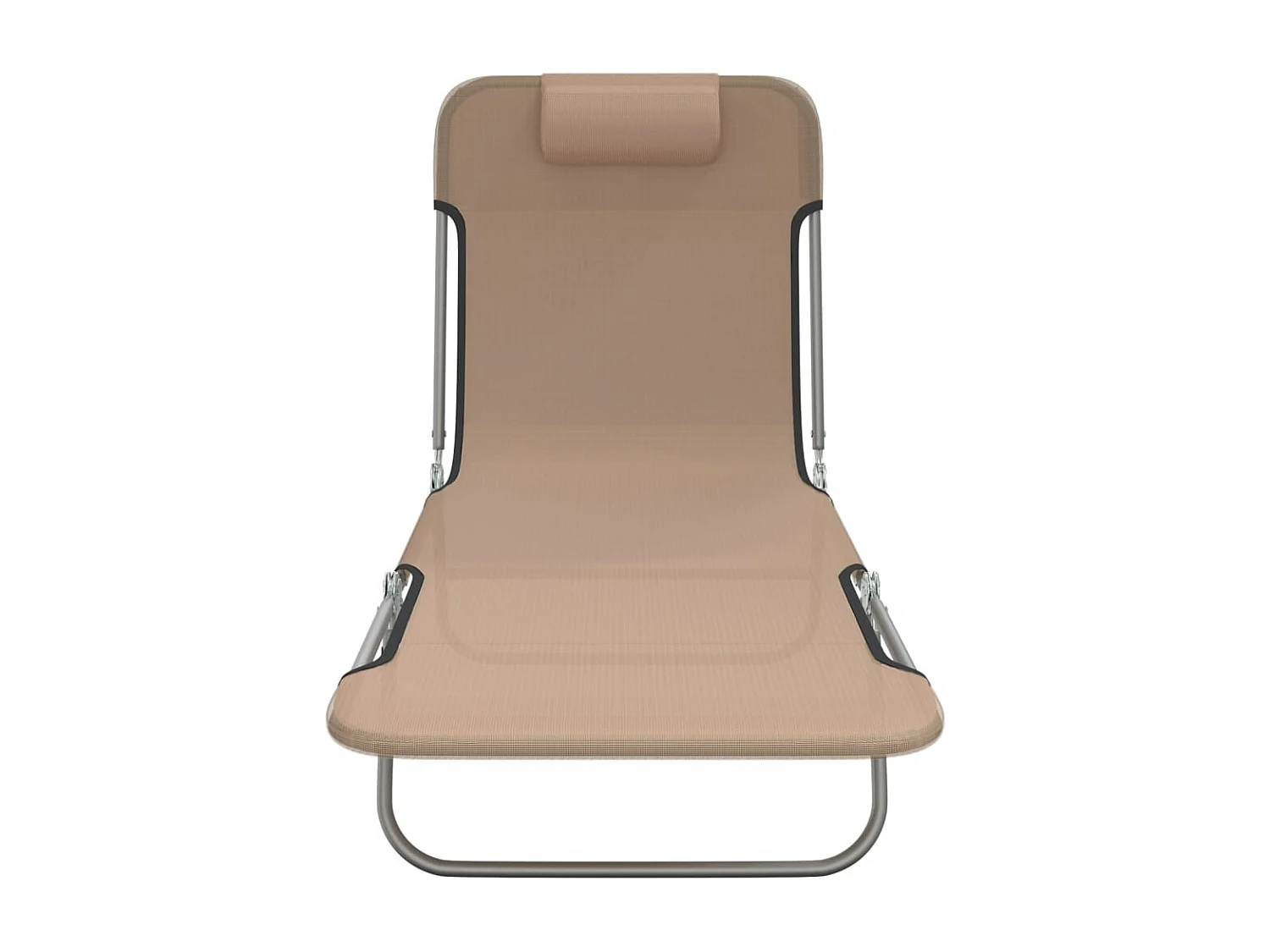 Chaises longues pliables 2 pcs taupe textilène et acier