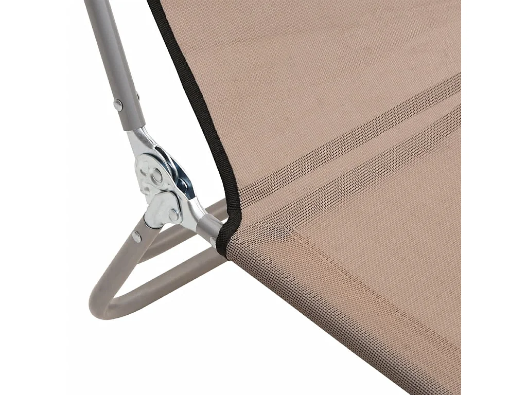 Chaises longues pliables 2 pcs taupe textilène et acier