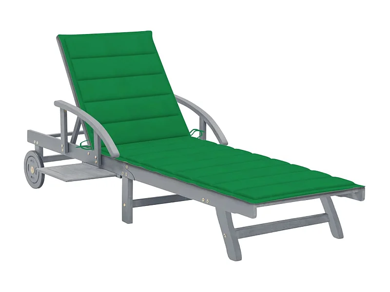 Chaise longue de jardin avec coussin Bois d'acacia solide 5