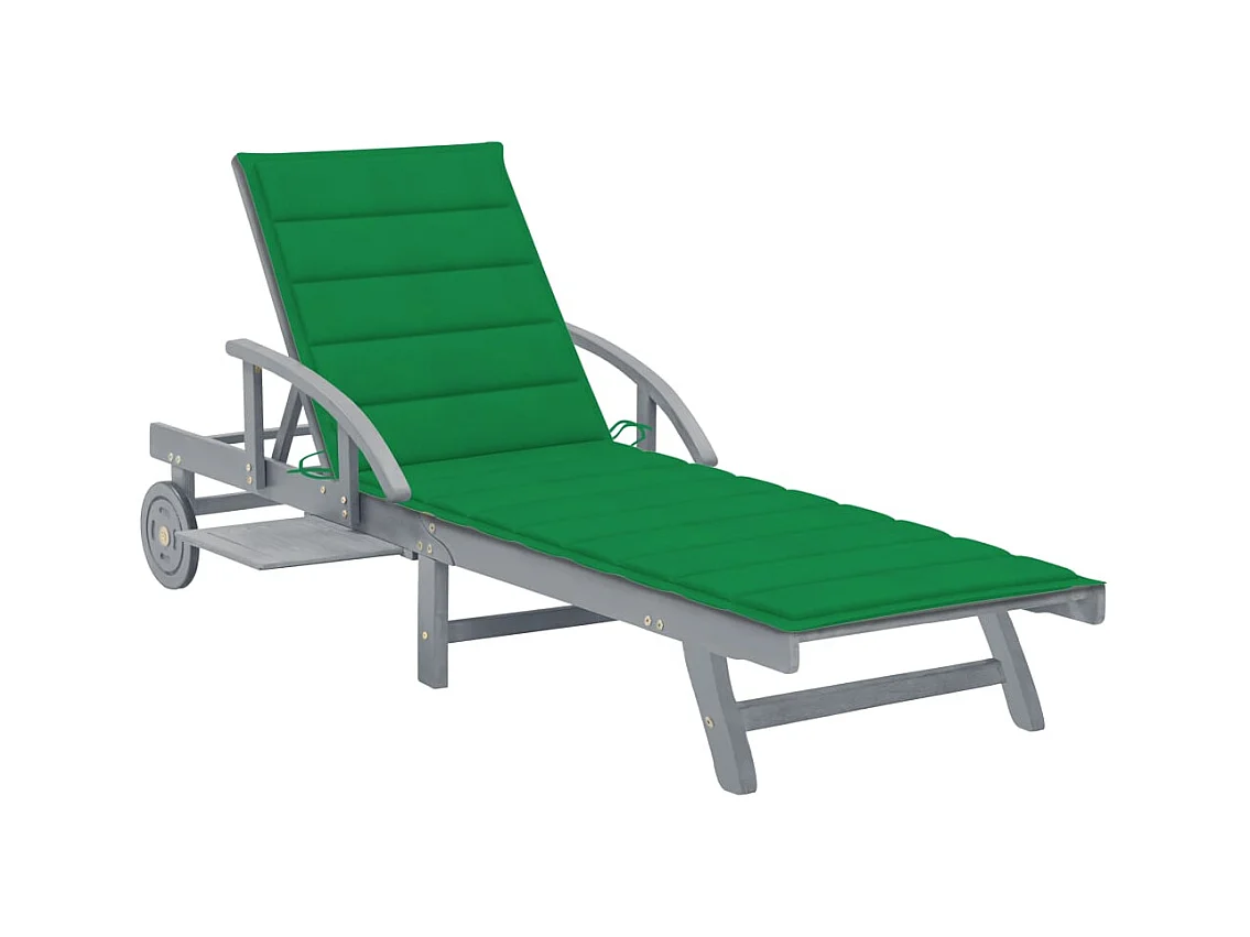 Chaise longue de jardin avec coussin Bois d'acacia solide 5
