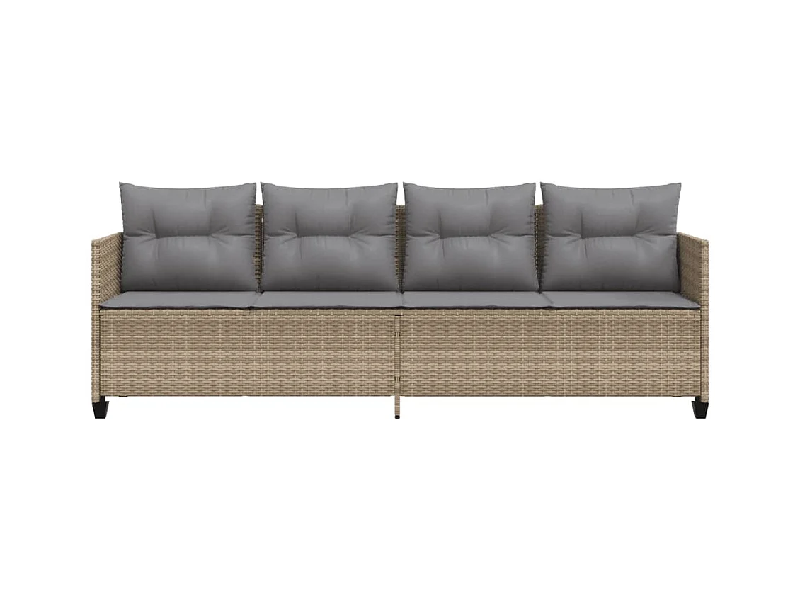 Chaise longue avec coussins beige résine tressée