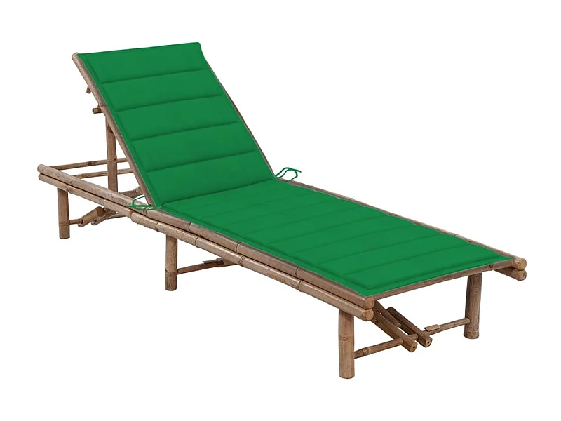 Chaise longue de jardin avec coussin Bambou 10