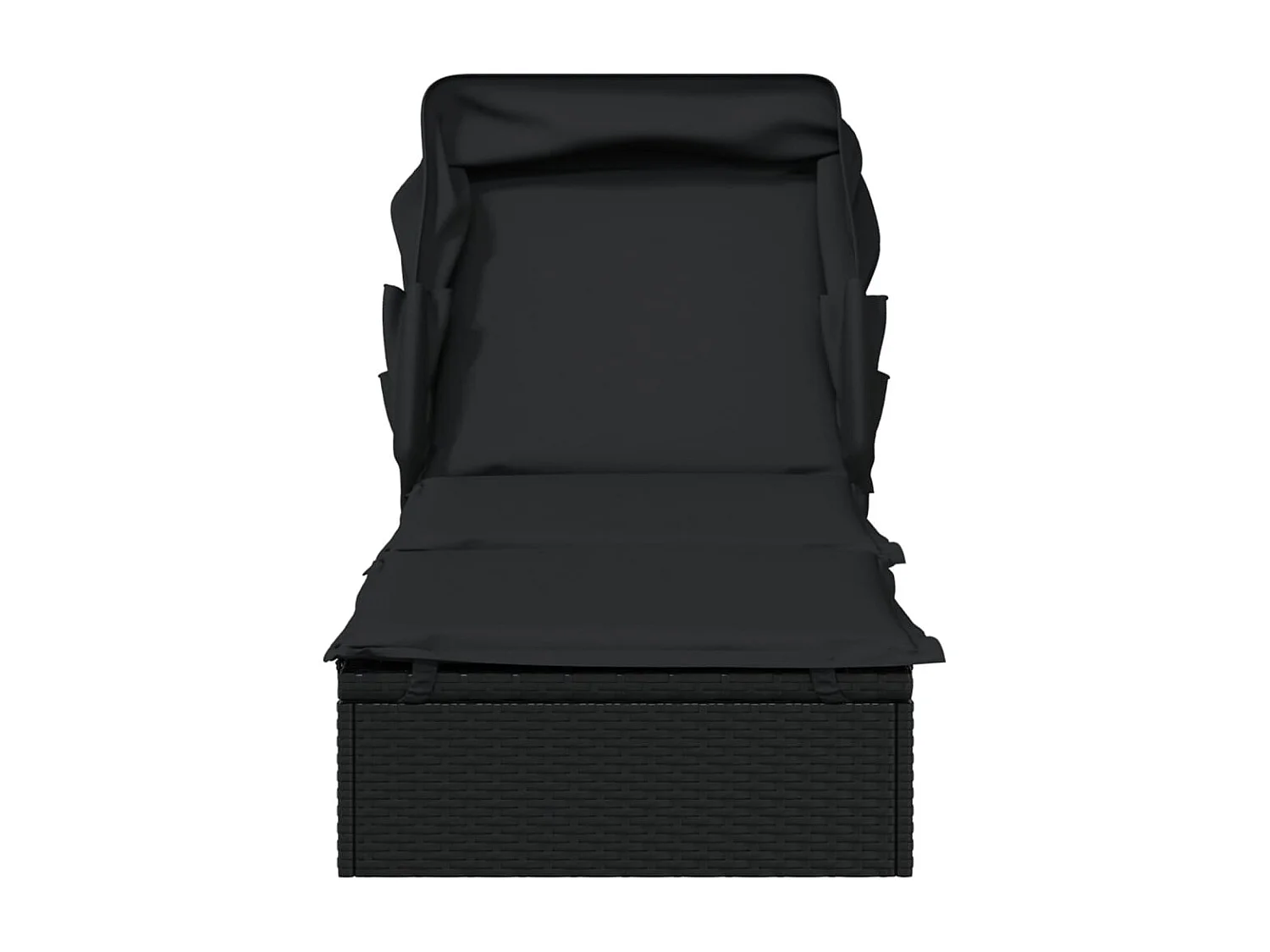 Transat avec toit pliable noir 213x63x97 résine tressée