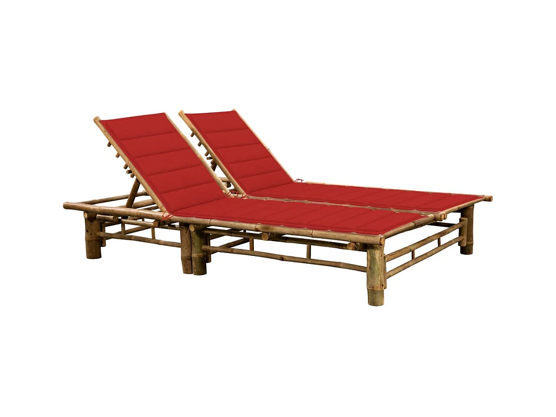Chaise longue pour 2 personnes avec coussins Bambou 8