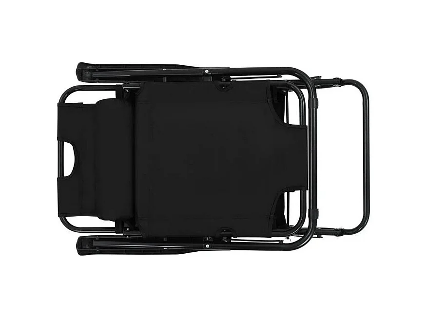 Chaise longue pliable tissu et métal noir Cordi - Lot de 2