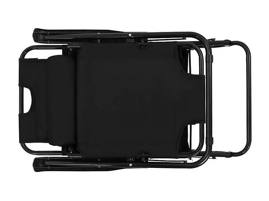 Chaise longue pliable tissu et métal noir Cordi - Lot de 2