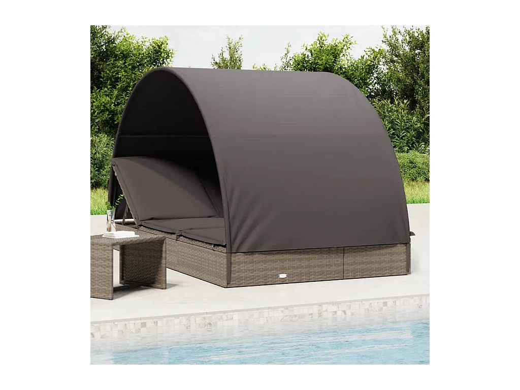 Transat 2 places avec toit rond gris 211x112x140