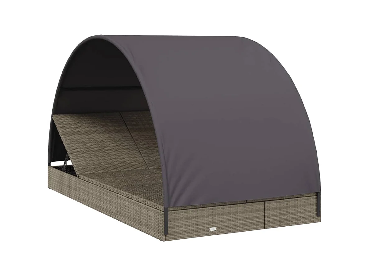 Transat 2 places avec toit rond gris 211x112x140