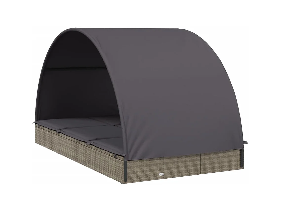 Transat 2 places avec toit rond gris 211x112x140